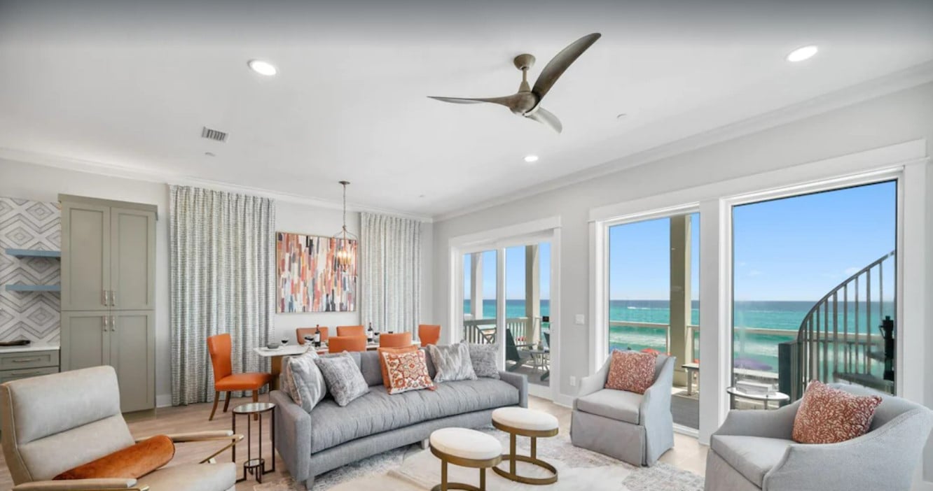 living room with couch and chairs